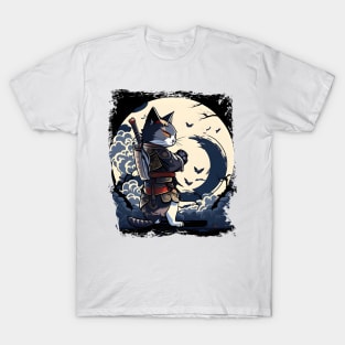 Japanese Cat Samurai Katana Catana - Cat Lover T-Shirt